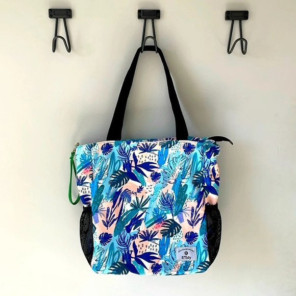 Etidy New Experiences blue printed beach bag tote bag - Picture 1 of 6